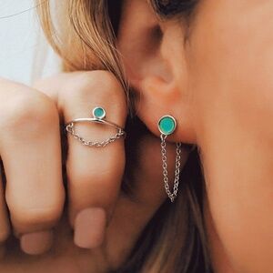 Pura Vida Mood Chain Wrap Earrings & Size 6 Ring Set